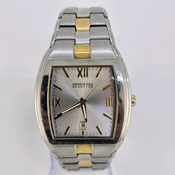 Kenneth Cole Men’s Watch 38MM Gray Dial Two Tone Bracelet Band 7" New Battery - Picture 1 of 14